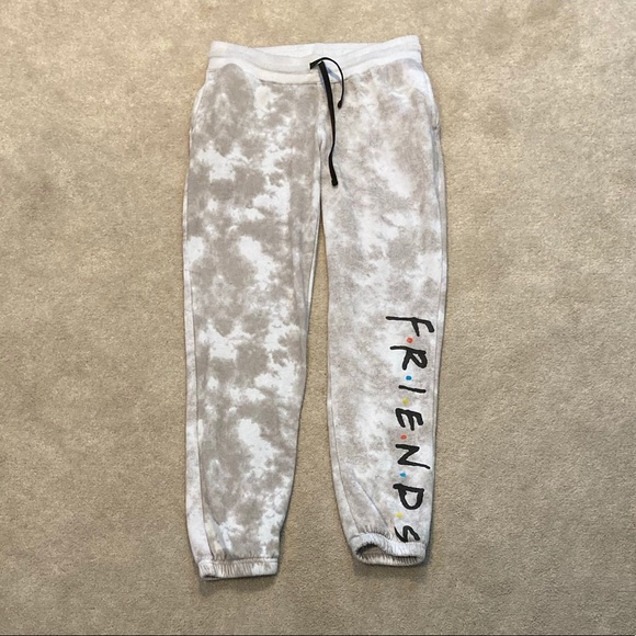Gray Tie-Dye Drawstring Friends Sweatpants - Picture 2 of 4